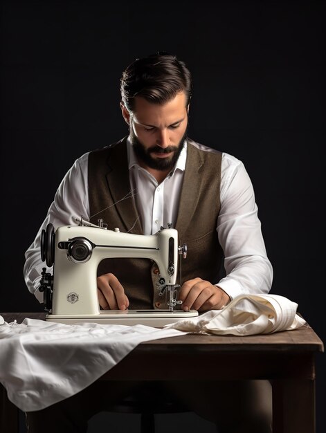 Foto artisan maschio sarto in laboratorio generato da ai