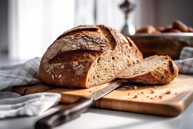 Artisanal Bread on Rustic Cutting Board