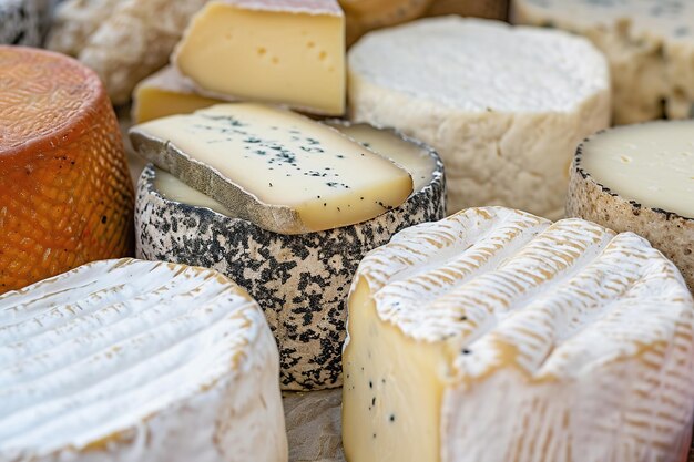 Artisanal cheeses on display at local market