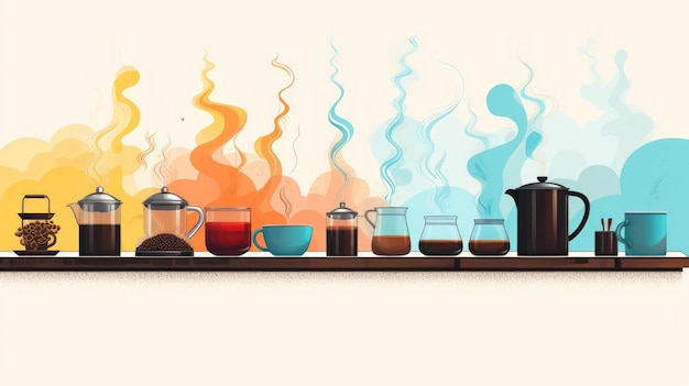 Artisanal coffee cartoon illustration generative ai coffee