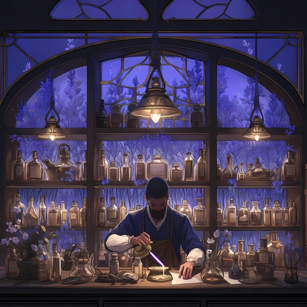 Photo artisanal perfumer at work craft your scent story