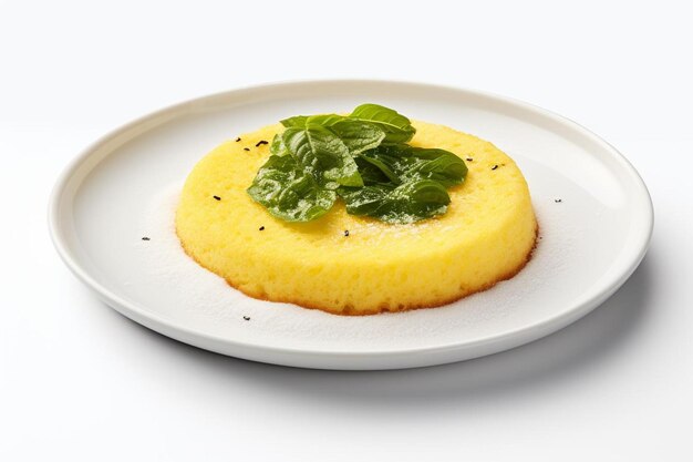 artisanal polenta with parmesan garnish on white background delicious food