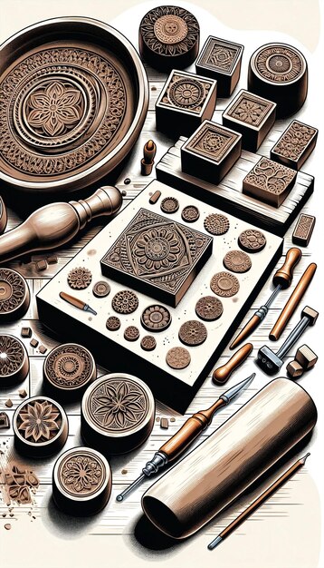 Artisanal Woodblock Printing Tools