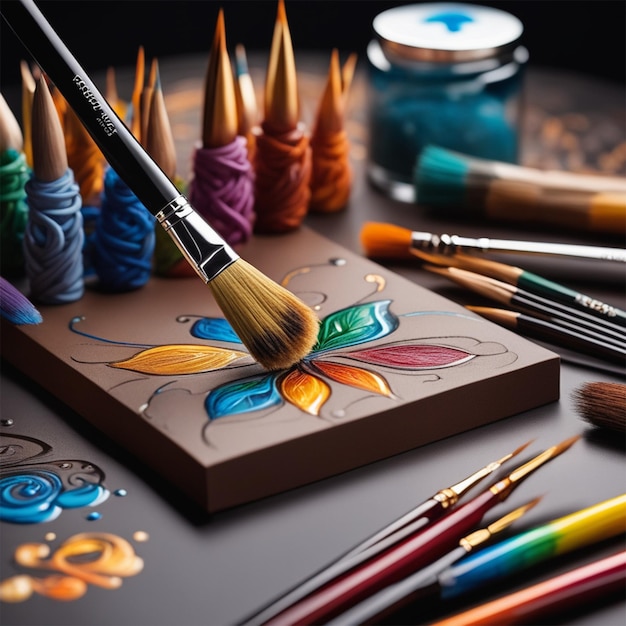 An Artist Desk Full Of Drawings From The Hobbit Colorful Paint Spilled Brushes Pencils High