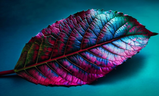 Photo an artist has created a blue and purple leaf on a blue background