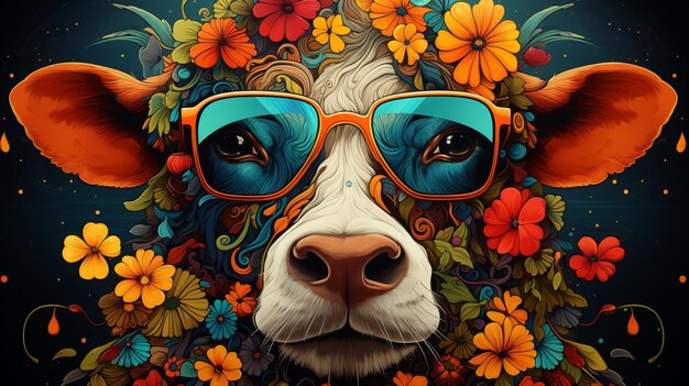 An artist paints a picture of a cow wearing glasses Ai generated art