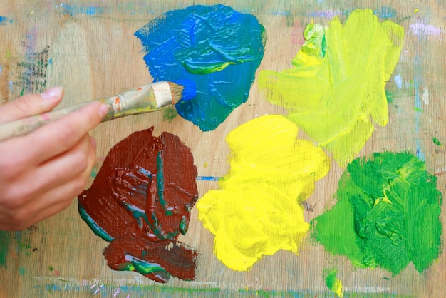 Artist palette with brush closeup