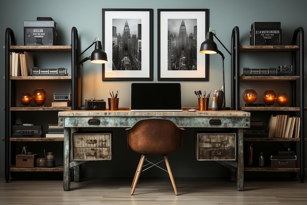 Artist room decorated with website mockup