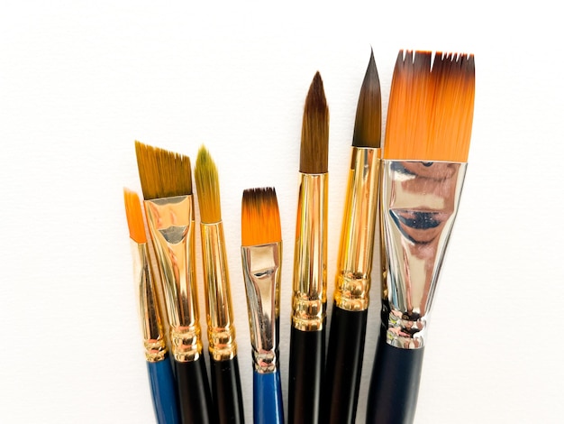 Photo artist's brushes on white background