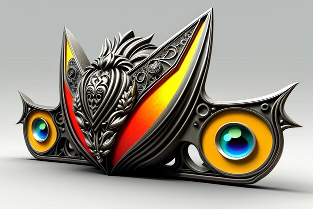 Artistic abstract creative colorful 3d rendering model strange shape ornament decoration