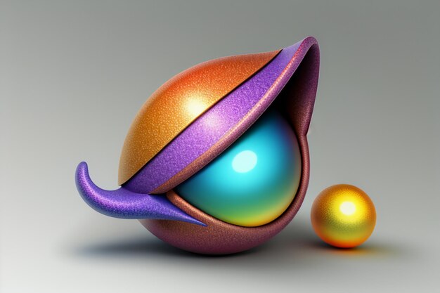 Artistic abstract creative colorful 3d rendering model strange shape ornament decoration