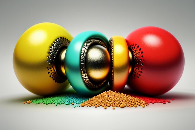 Artistic abstract creative colorful 3d rendering model strange shape ornament decoration