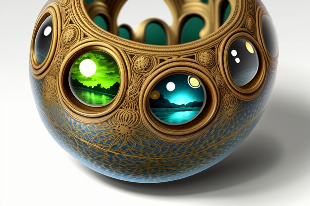 Photo artistic abstract creative colorful 3d rendering model strange shape ornament decoration