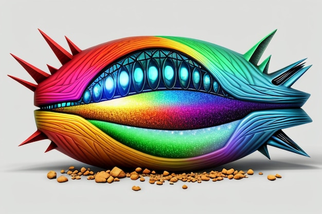 사진 예술적 추상 창조적인 다채로운 3d 렌더링 모델 이상한 모양 장식 장식