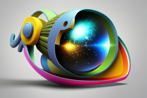 Artistic abstract creative colorful 3d rendering model strange shape ornament decoration