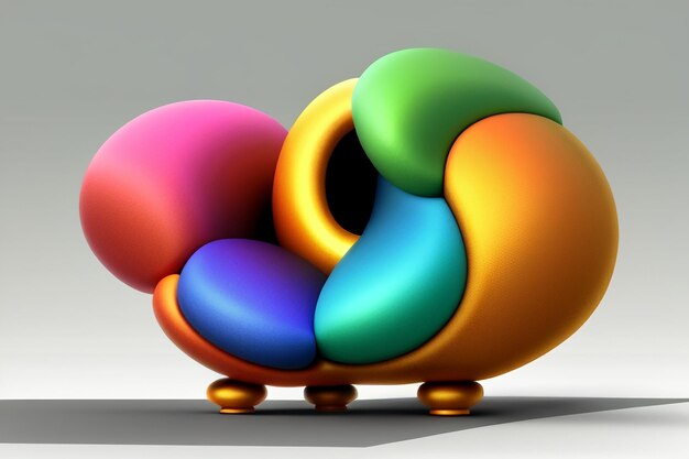 Artistic abstract creative colorful 3d rendering model strange shape ornament decoration