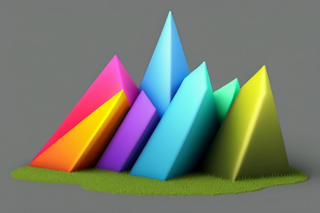 Artistic abstract creative colorful 3D rendering model strange shape ornament decoration