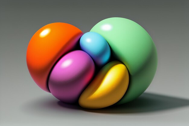 Artistic abstract creative colorful 3d rendering model strange shape ornament decoration