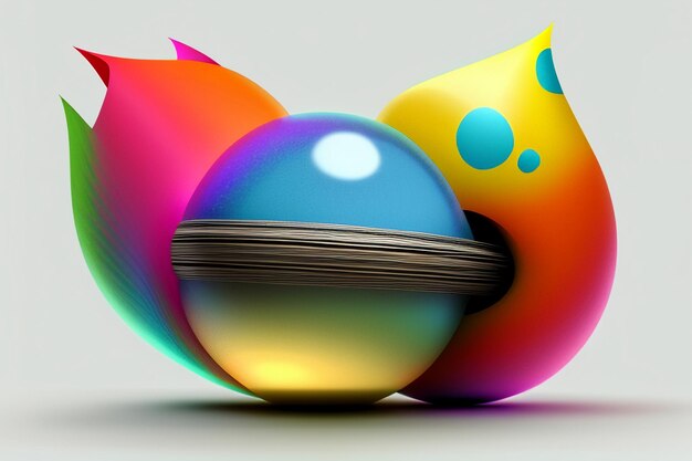 Artistic abstract creative colorful 3D rendering model strange shape ornament decoration