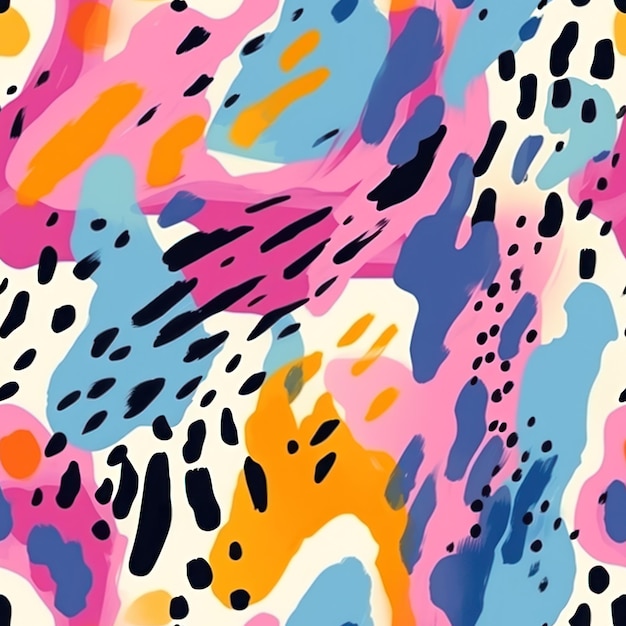 Artistic abstract seamless pattern design with colorful brush strokes