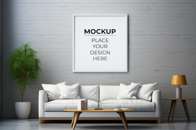 Photo artistic ambiance living room wall decor mockup