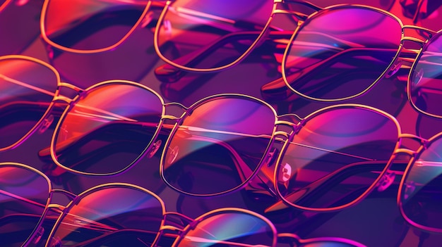 Photo artistic arrangement of stylish sunglasses on a table