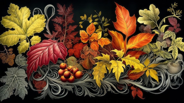 Artistic Autumn Leaves Illustrated Celebration of Fall