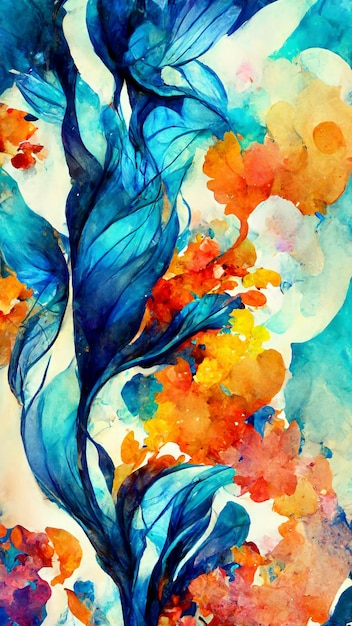 Artistic blue colors splash watercolor background 3d
illustration