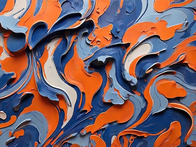 Artistic blue and orange acrylic paint pattern Modern wallpaper design