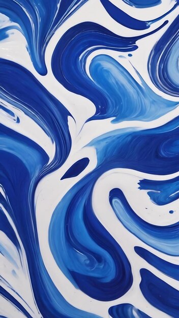 Artistic blue paint strokes isolated over white surface