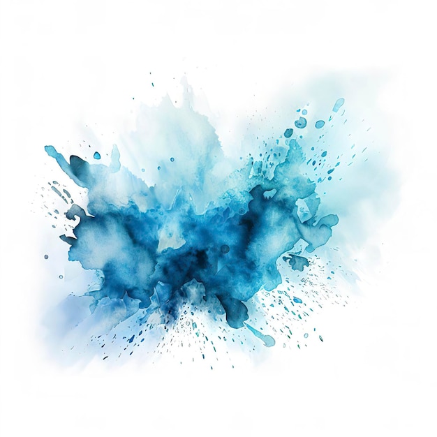 Artistic blue watercolor splash effect template