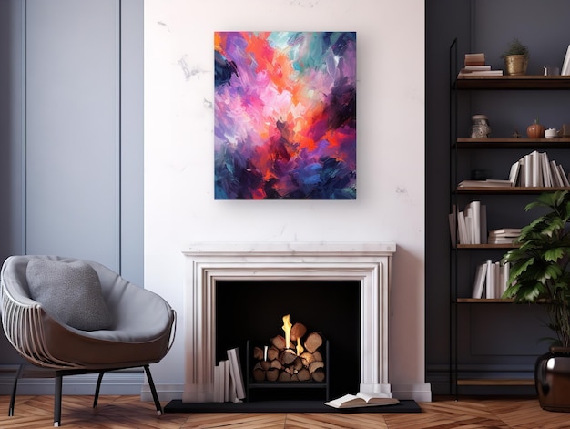 Artistic Canvas Print Mockup for Home and Gallery Decor AI Generated