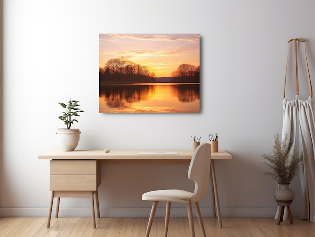 Artistic Canvas Print Mockup for Home and Gallery Decor AI Generated