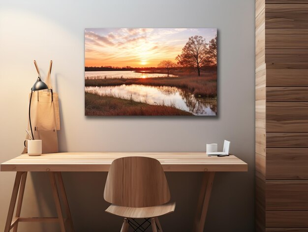 Artistic Canvas Print Mockup for Home and Gallery Decor AI Generated