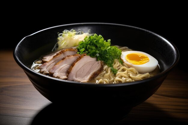 Artistic capture of a mouthwatering shoyu ramen bowl filled with flavorful broth thin noodles