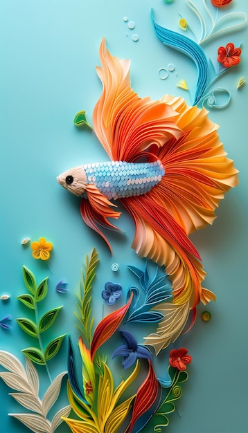 전화에 대한 예술적 다채로운 베타 물고기 벽지
