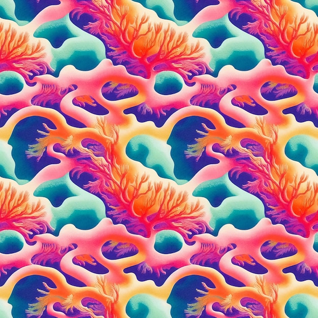 Premium Photo | Artistic and colorful seamless tropical pattern with underwater coral reef for packaging design layout or web page design 3d illustration Premium Photo | Artistic and colorful seamless tropical pattern with underwater coral reef for packaging design layout or web page design 3d illustration