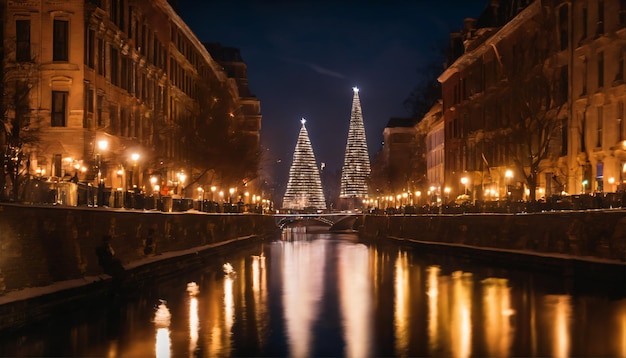 An artistic composition featuring a bokeh shot of a glitzy New Years Eve cityscape