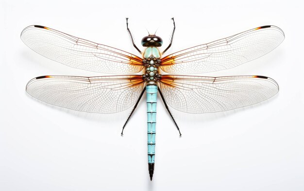 Photo artistic damselfly portrait on white background