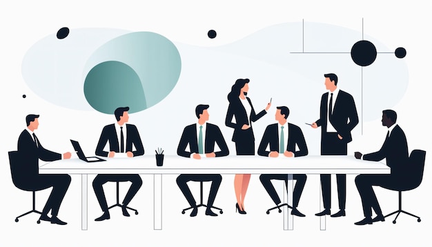 Artistic Depiction of a Business Discussion in Minimalist Style