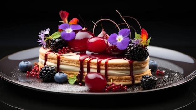 Artistic dessert presentation a masterpiece of pastry art