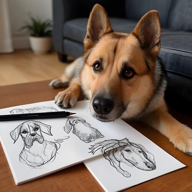 Photo artistic dog drawings