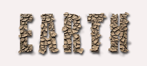 지구 균열이 있는 예술적 EARTH 단어