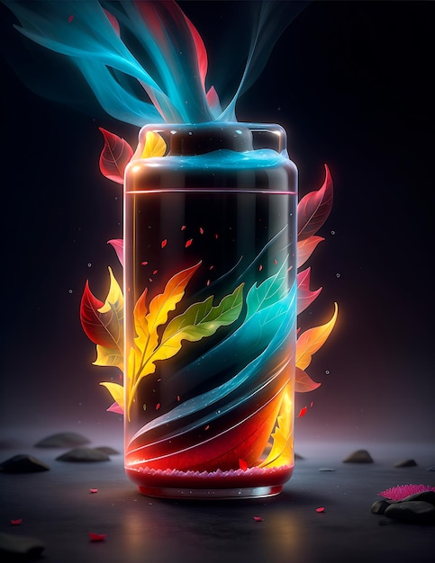 Artistic energy drink illustration design for ads