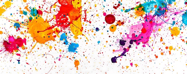 artistic expression through vivid paint splatters forming detailed patterns on a white background