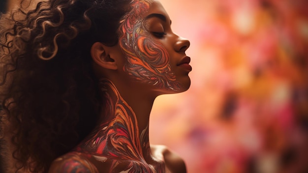 Artistic expression a woman adorned with body art generative ai