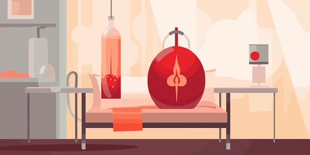 Artistic flat depiction of blood donation concept