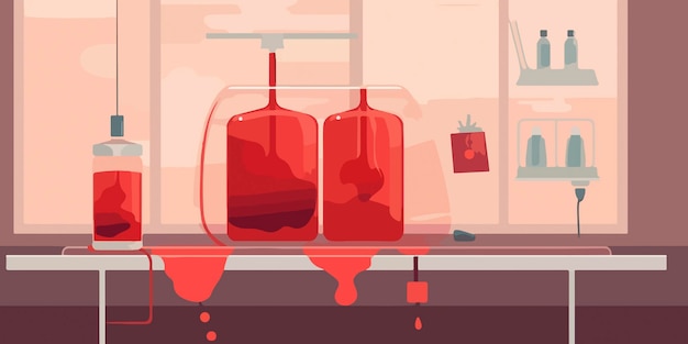 献血の概念を芸術的に平らに描いたもの