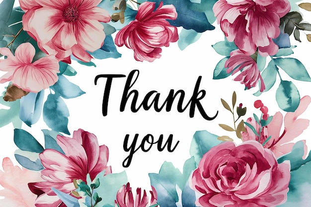 Photo artistic floral thank you card design