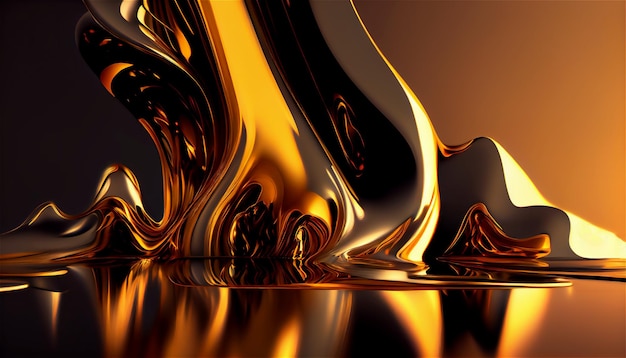 Artistic gold illustration with 3d shape